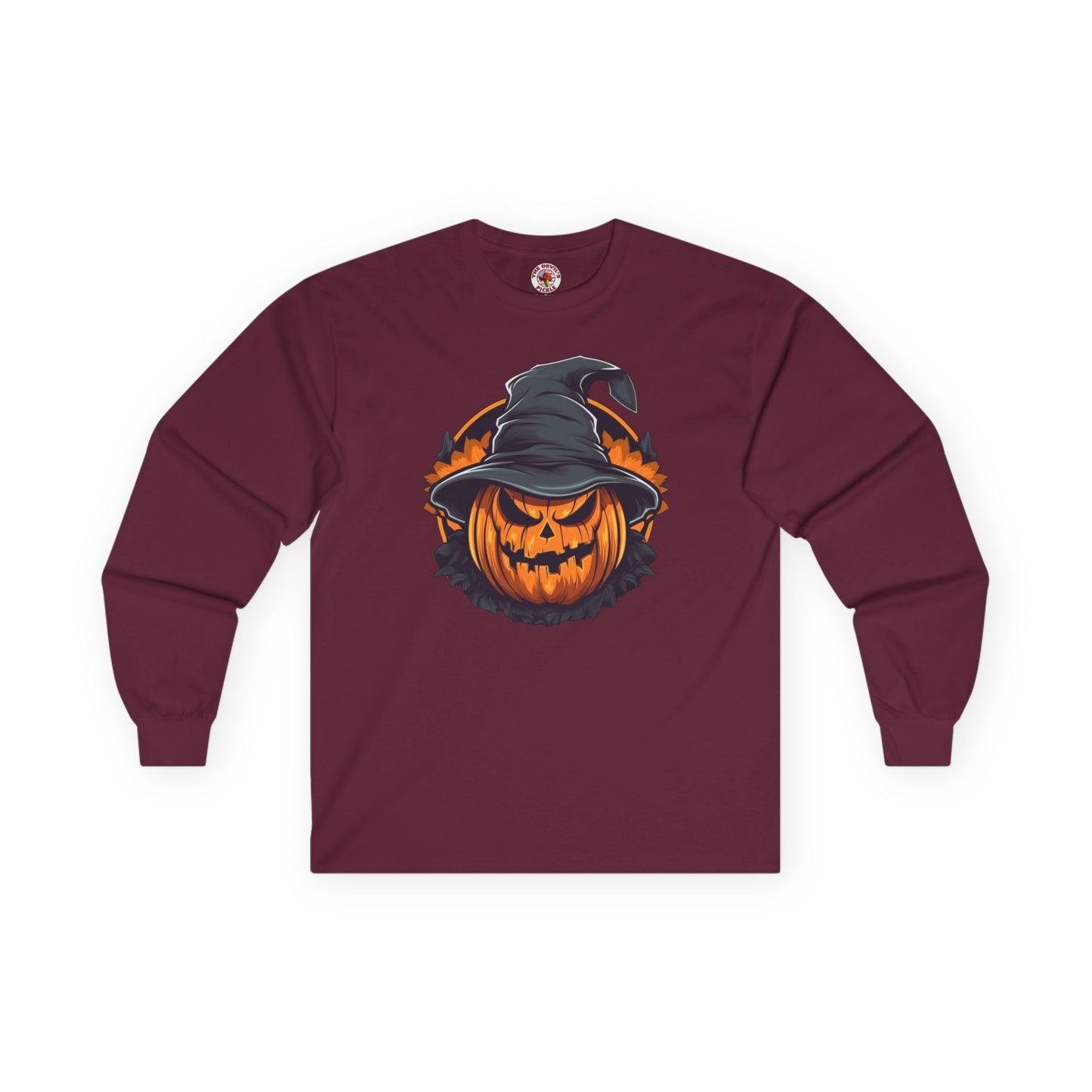 Scary Witch Pumpkin Halloween Long Sleeve Tee The Devil's Pickle