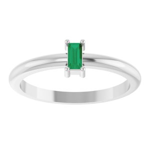 Sterling Silver Natural Emerald Stackable Ring Ethereal Legacy Boutiques
