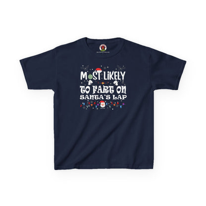 Most Likely To Fart On Santa's Lap Kids Tee The Devil's Pickle