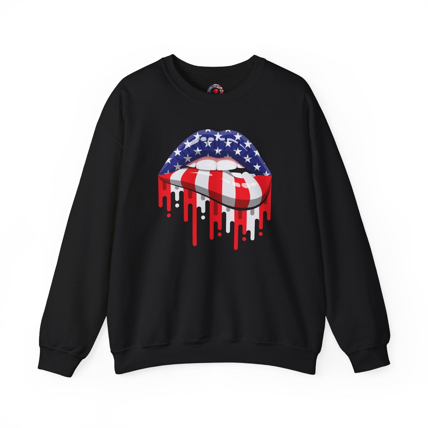 American Flag Lips Crewneck Sweatshirt The Devil's Pickle