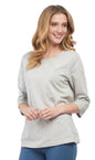 Women's 3/4 Sleeve Crew Neck Top – Comfortable Jer