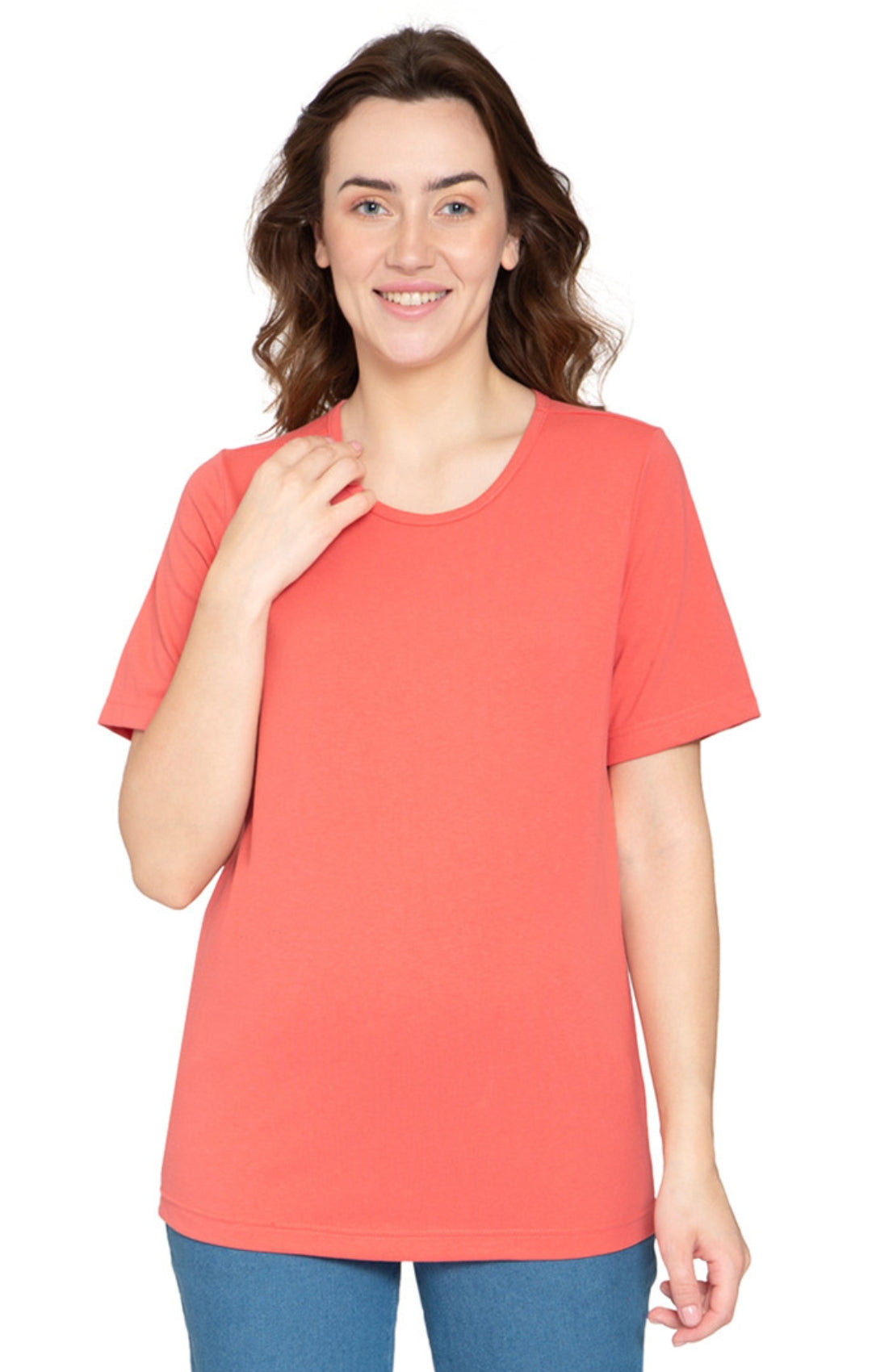 Women's Relaxed Fit Short-Sleeve Crew neck knit Tee Shirt