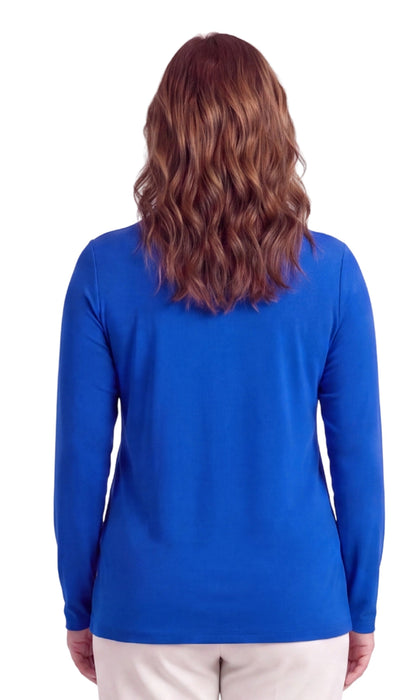 Women's Long Sleeve Cotton Blend Mock Neck Top - An All-Season Essential