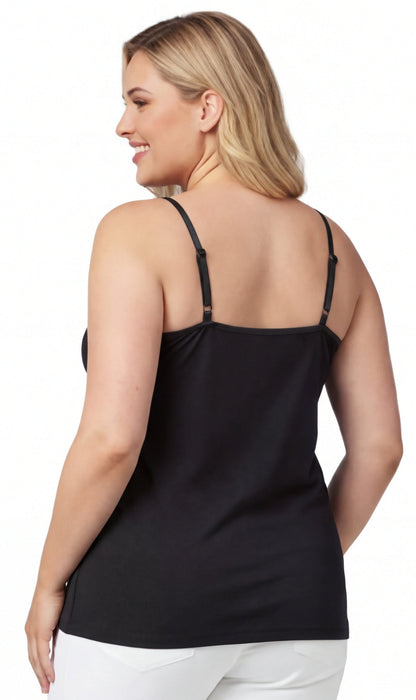 Women's Essential Adjustable Strap Camisole in Soft Cotton Blend Fabric with a built in Shelf Bra