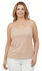 Women's Essential Adjustable Strap Camisole in Soft Cotton Blend Fabric with a built in Shelf Bra