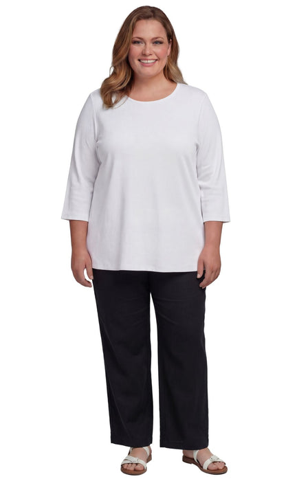 Women's Ribbed 3/4 Sleeve Crew Neck Cotton Top