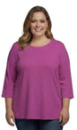 Women's Ribbed 3/4 Sleeve Crew Neck Cotton Top