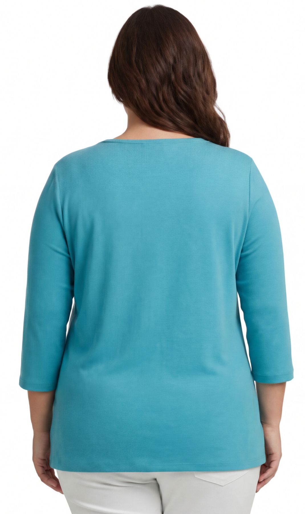 Women's Ribbed 3/4 Sleeve Crew Neck Cotton Top