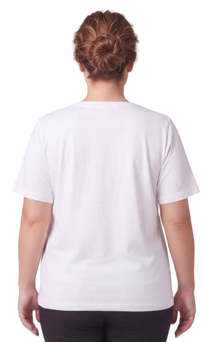 Women's Scalloped Neckline Embellished Tee