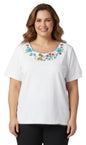 Women's Scalloped Neckline Embellished Tee
