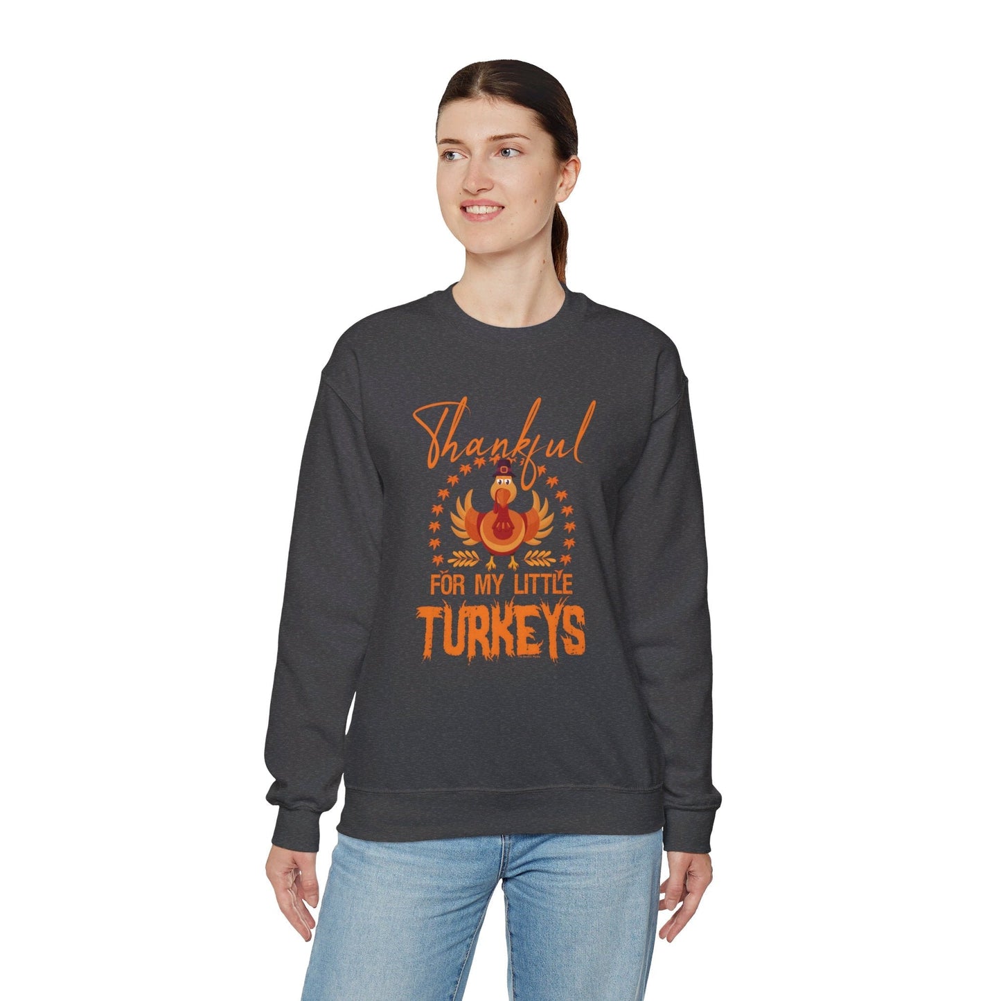 Thankful For My Little Turkeys Crewneck Sweatshirt The Devil's Pickle