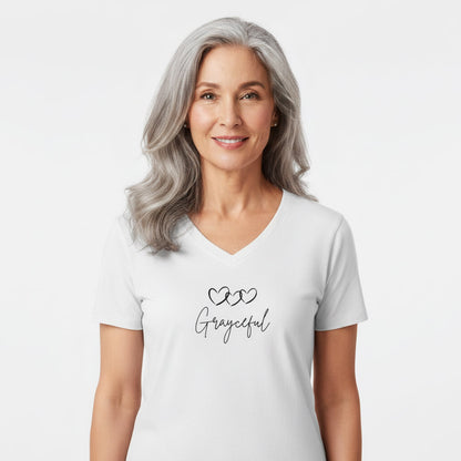 Grayceful 3 hearts Ladies' V-Neck T-Shirt Grayceful LLC