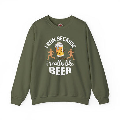 I Run Because I Really Like Beer Crewneck Sweatshirt The Devil's Pickle