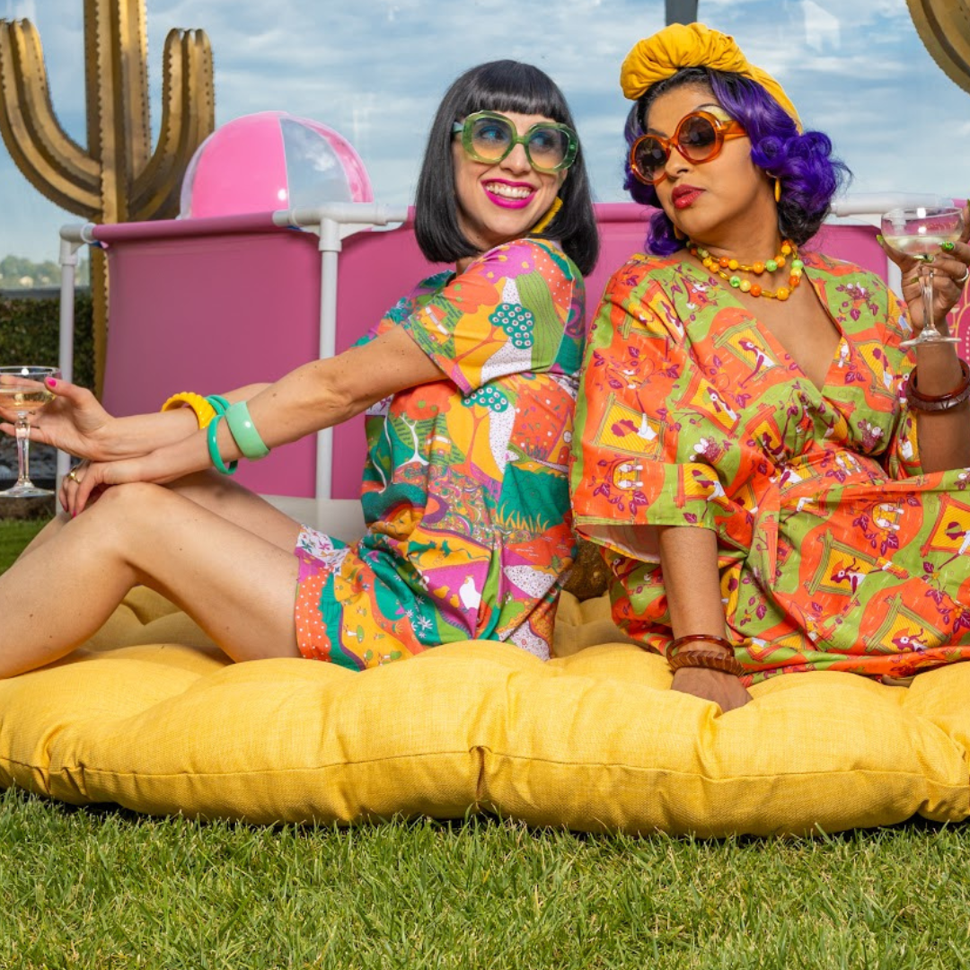 Brownstone Betties Midi Caftan in Pumpkin & Olive Blue Platypus Clothing