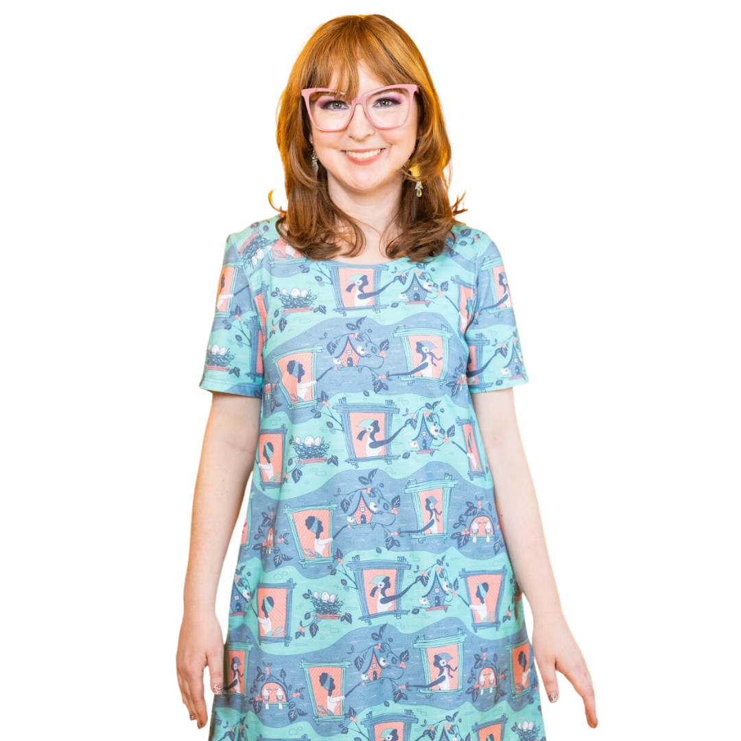Brownstone Betties Tunic in Aqua & Peach Blue Platypus Clothing
