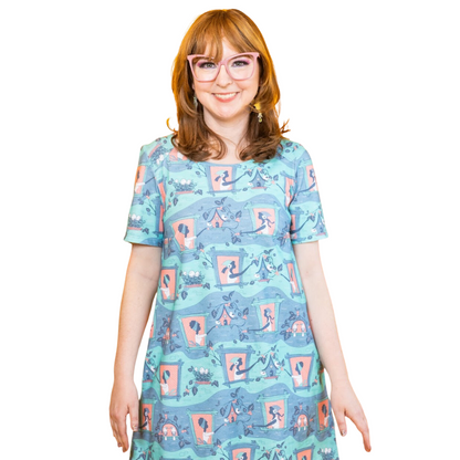 Brownstone Betties Tunic in Aqua & Peach Blue Platypus Clothing
