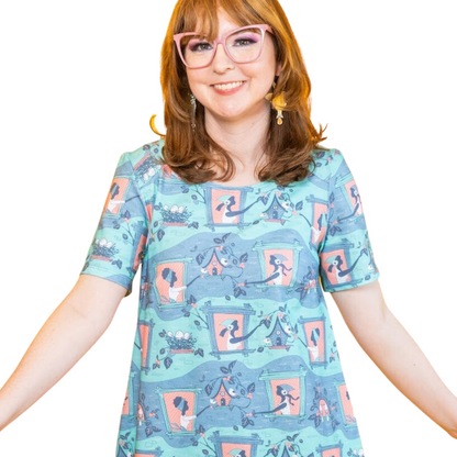 Brownstone Betties Tunic in Aqua & Peach Blue Platypus Clothing