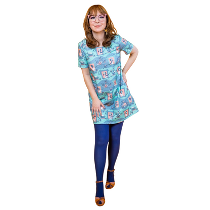 Brownstone Betties Tunic in Aqua & Peach Blue Platypus Clothing