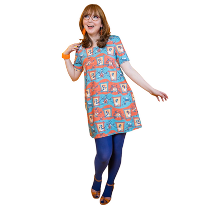 Brownstone Betties Tunic in Red and Blue Blue Platypus Clothing