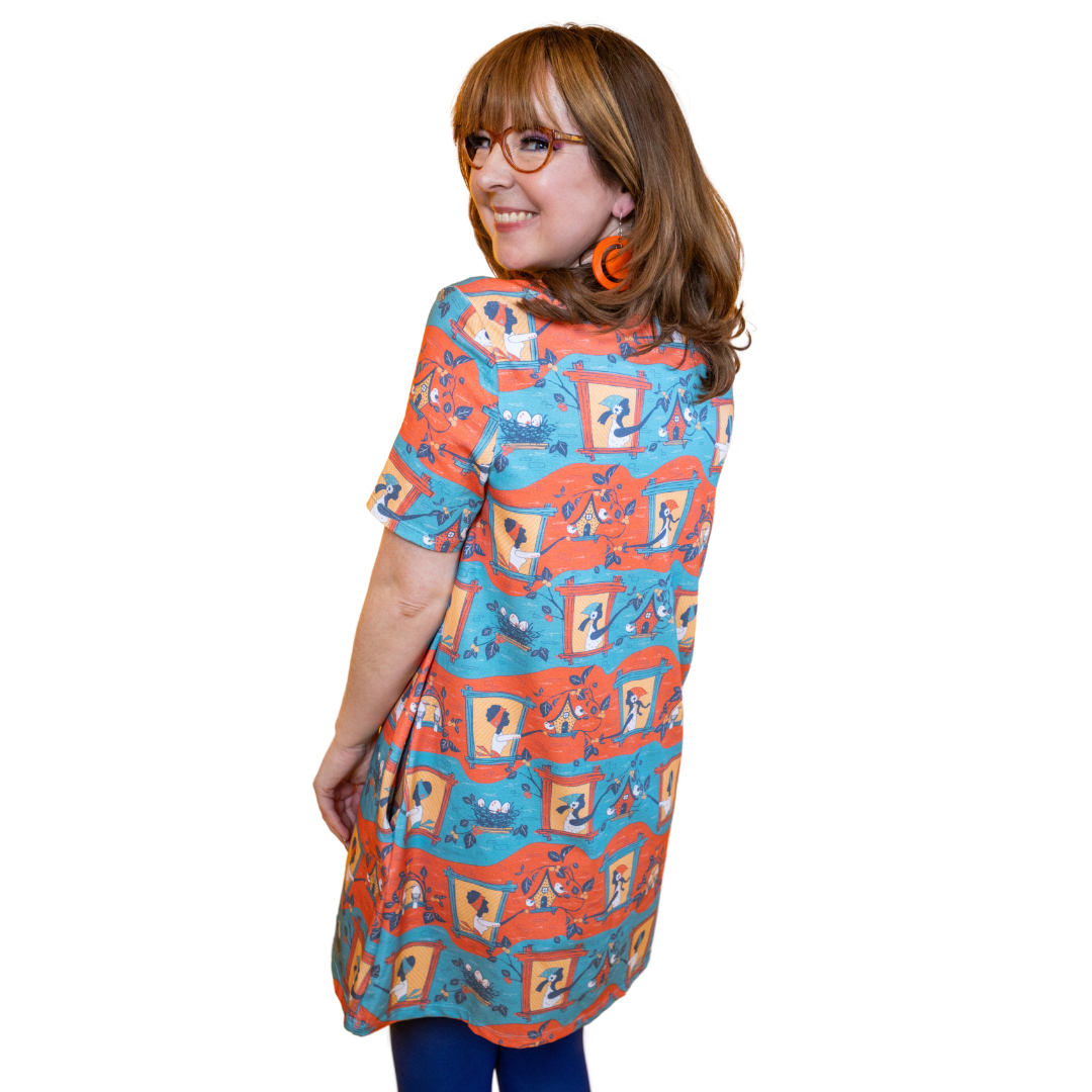Brownstone Betties Tunic in Red and Blue Blue Platypus Clothing