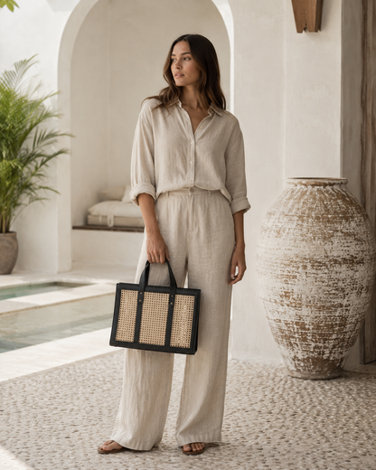 Raja Leather and Cane Everyday Bag Village Thrive