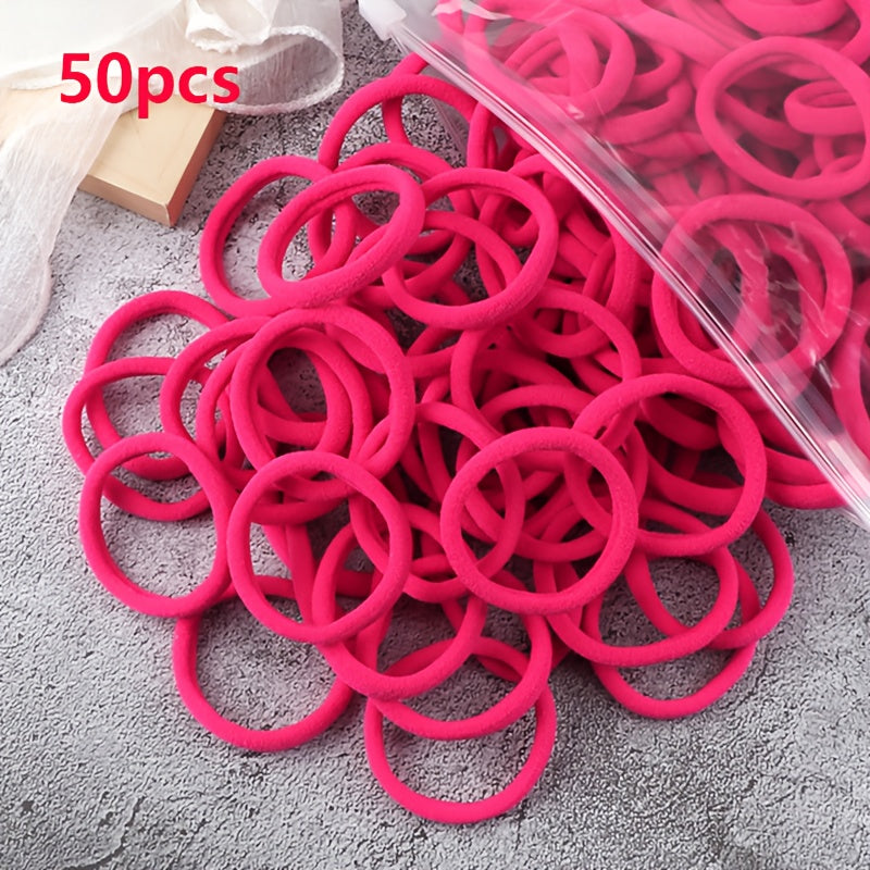 50pcs/Set Women   Basic Hair Bands 1.57inch Simple Solid Colors Elastic Headband Hair Ropes Ties Hair Accessories Ponytail Holder NovaCart