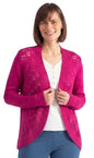 Women's Open Front Curved Hem Pointelle Shrug in Soft Acrylic