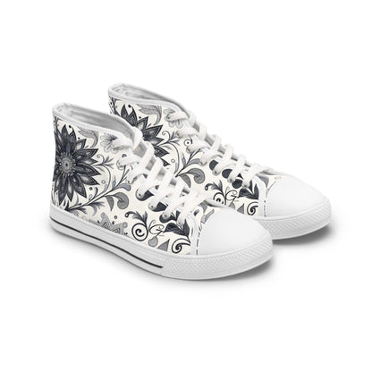Elegant Floral Women's High Top Sneakers | Stylish Footwear for All Occasions, Casual Wear, Unique Gifts, Trendy Sneakers, Fashion Footwear Grayceful LLC