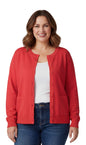 Women's Soft Cotton Button-Up Cardigan Crewneck Sweater Long Sleeves with Front Pockets