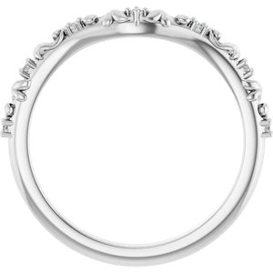 14K White .05 CTW Natural Diamond Vintage-Inspired Contour Band Ethereal Legacy Boutiques