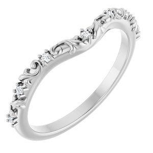 14K White .05 CTW Natural Diamond Vintage-Inspired Contour Band Ethereal Legacy Boutiques