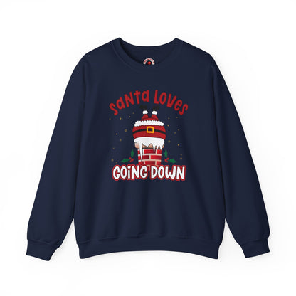 Santa Loves Going Down Crewneck Sweatshirt The Devil's Pickle