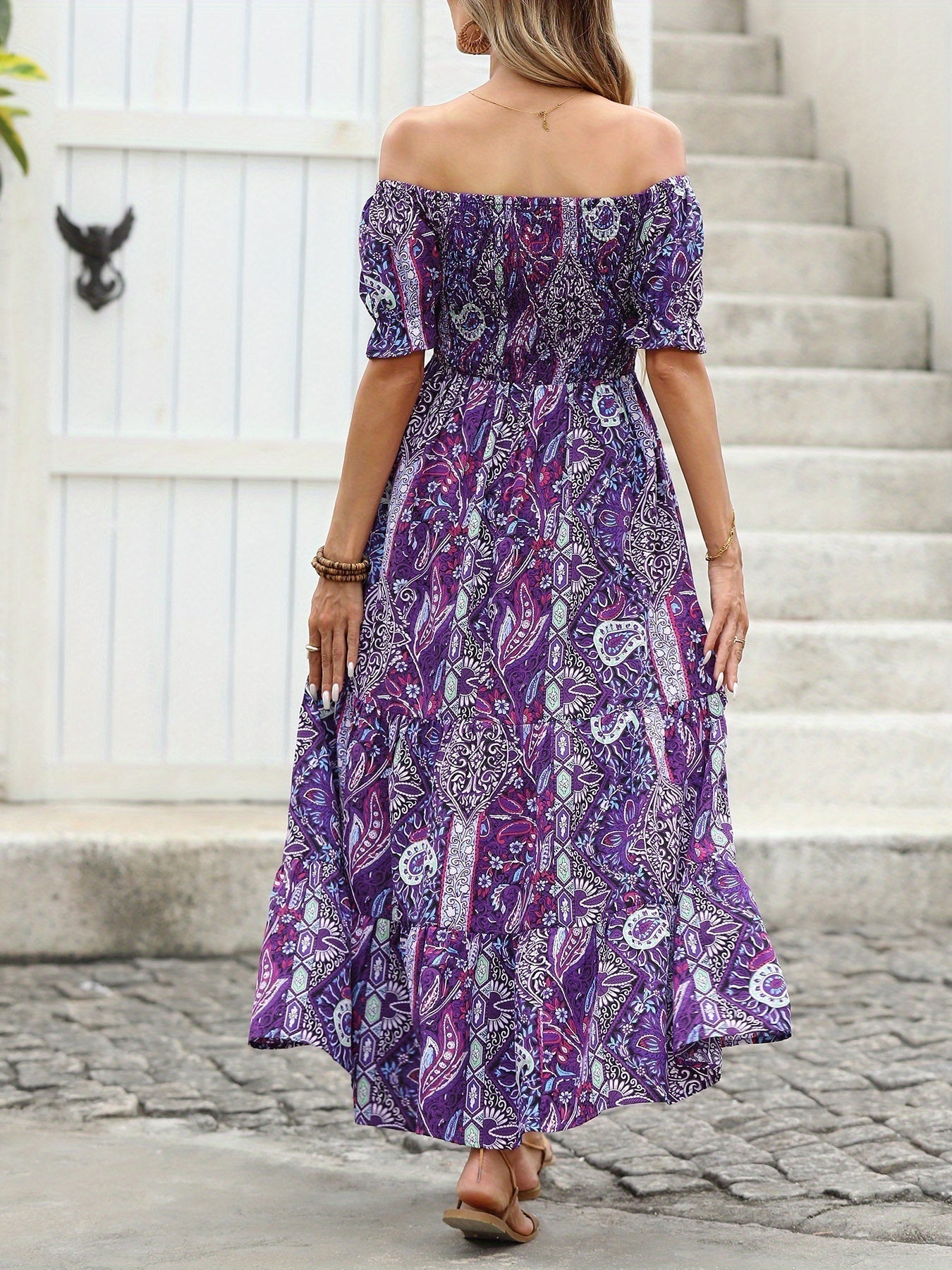 Women’s Paisley One‑Shoulder Maxi Dress FitiqueFit