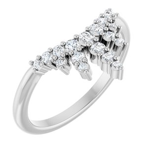 14K White 1/4 CTW Natural Diamond Accented Contour Band Ethereal Legacy Boutiques