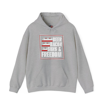 Beer Bacon Guns and Freedom Hooded Sweatshirt The Devil's Pickle