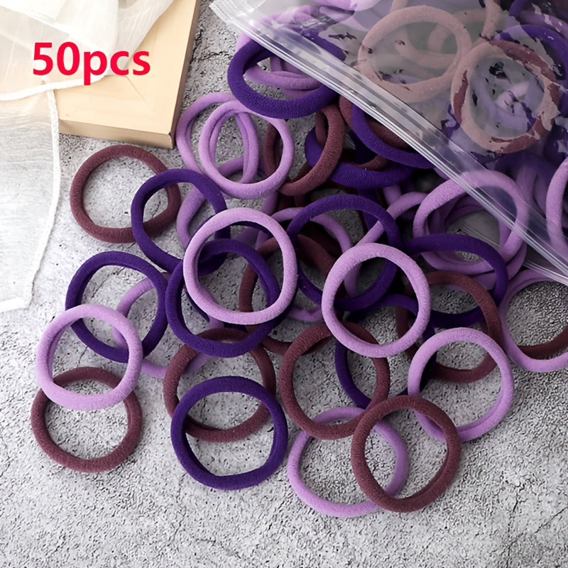 50pcs/Set Women   Basic Hair Bands 1.57inch Simple Solid Colors Elastic Headband Hair Ropes Ties Hair Accessories Ponytail Holder NovaCart
