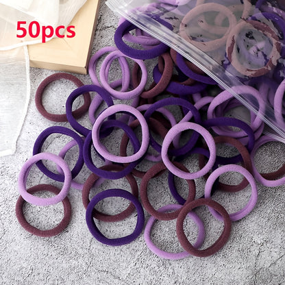 50pcs/Set Women   Basic Hair Bands 1.57inch Simple Solid Colors Elastic Headband Hair Ropes Ties Hair Accessories Ponytail Holder NovaCart
