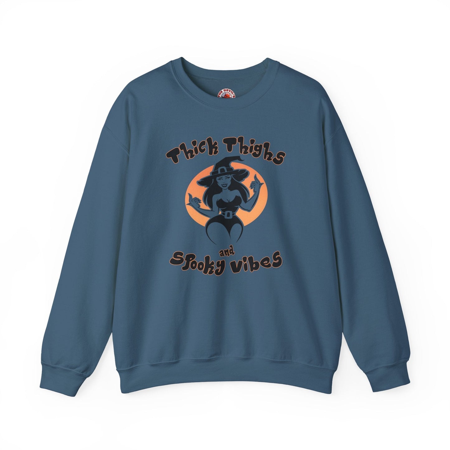 Thick Thighs and Spooky Vibes Crewneck Sweatshirt The Devil's Pickle