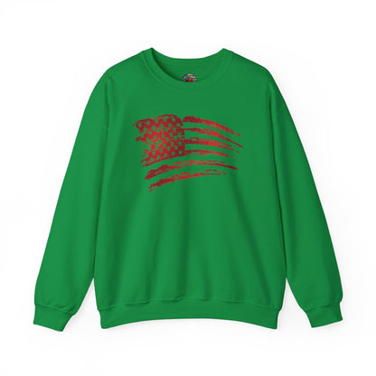 Red American Flag Crewneck Sweatshirt The Devil's Pickle