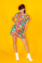 8-Bit A-Frames Tunic in Bright Day Blue Platypus Clothing