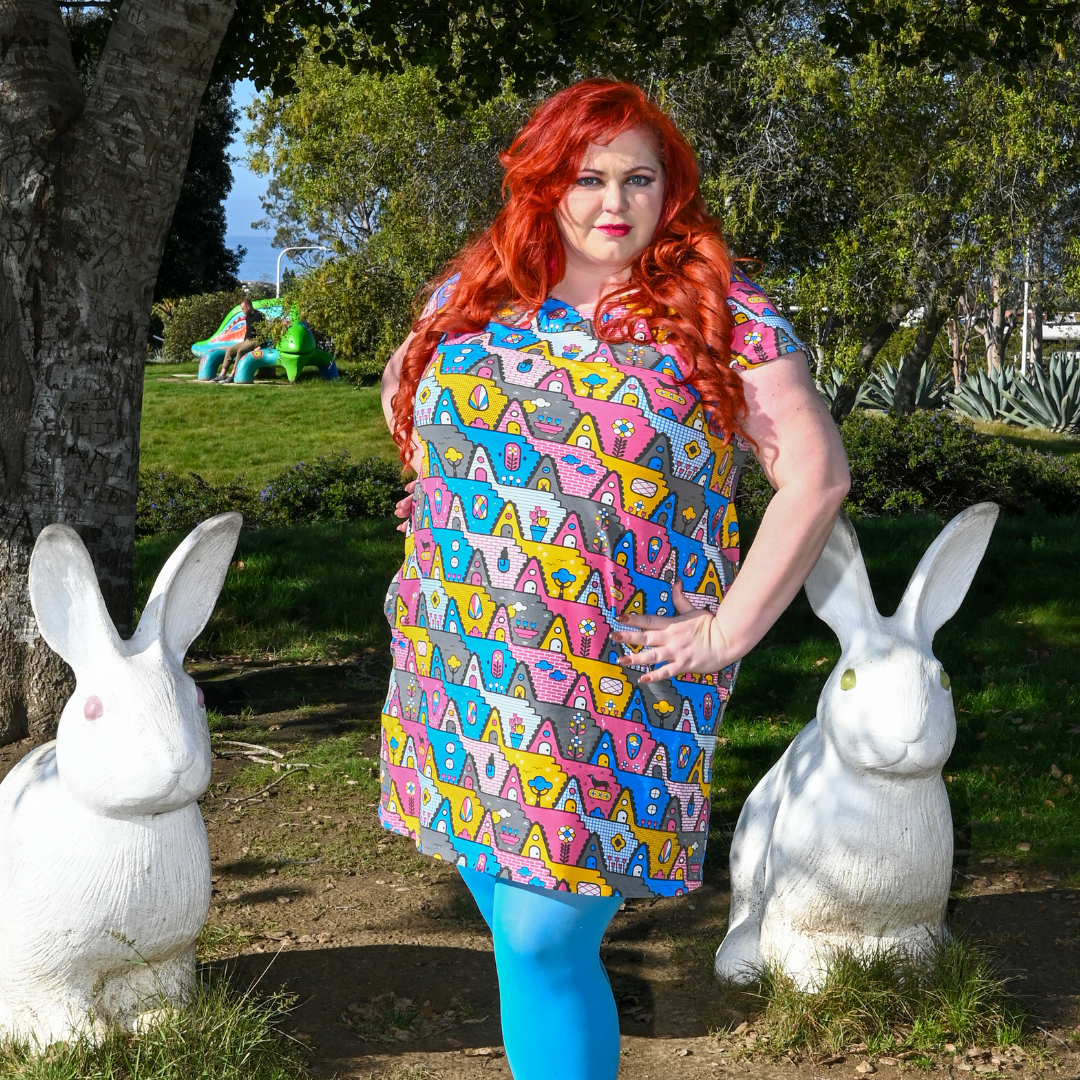 8-Bit A-Frames Tunic in Pretty Pastel Blue Platypus Clothing