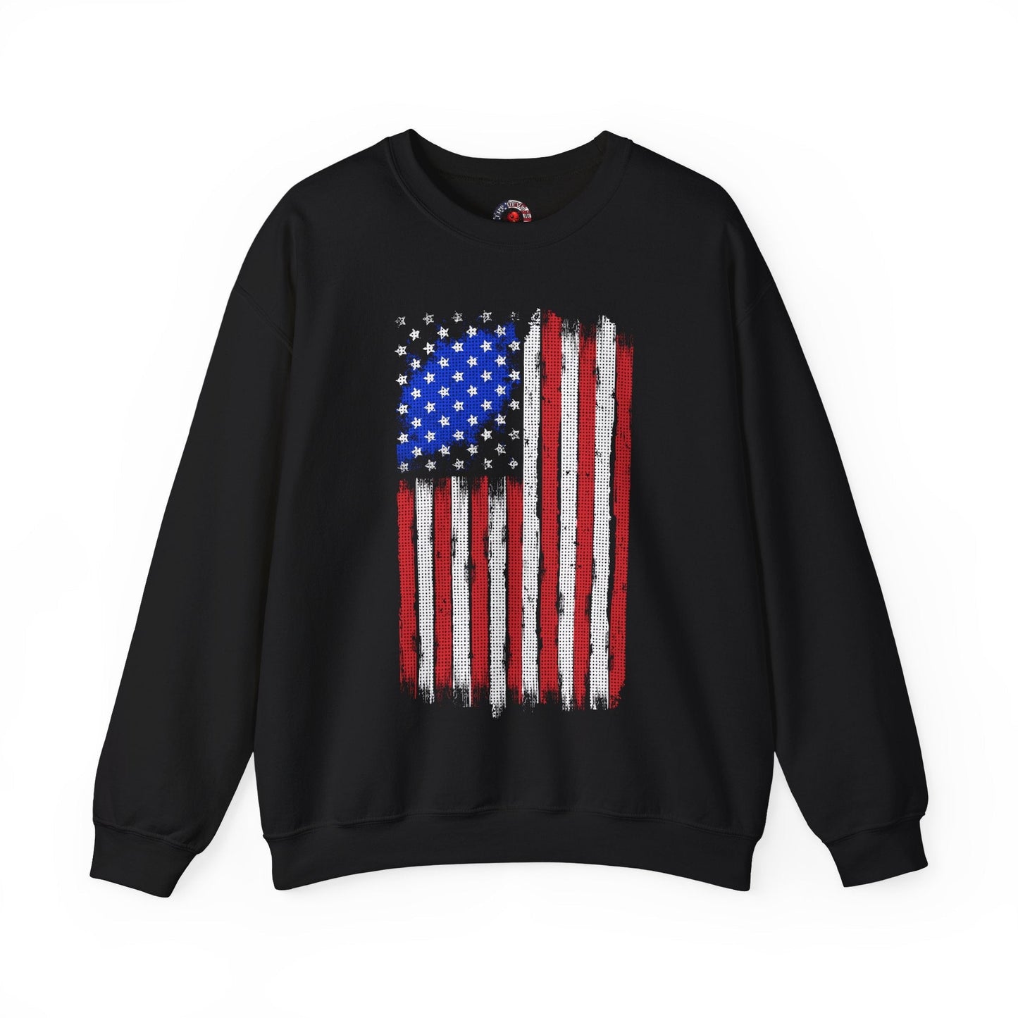 Tattered American Flag Crewneck Sweatshirt The Devil's Pickle