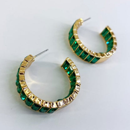In and out Baguette Stones Small Hoop Earrings Shop Style & More | Fresh Looks, Everyday Deals & Free Shipping