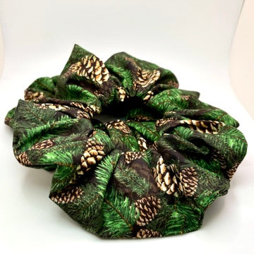 Pine Tree and Pine Cones Christmas Scrunchie Enchanted Scrunch