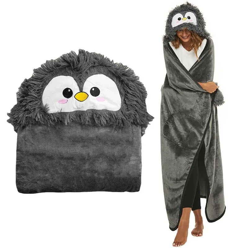 Winter Hooded Flannel Sloth Shaped Blanket ViralGalleria.com