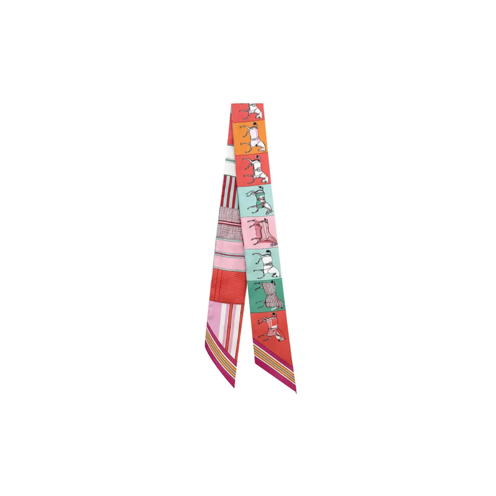 Scarlett Scarf Necklace Multi Color Horse Pattern with White Heart Deep South Originals