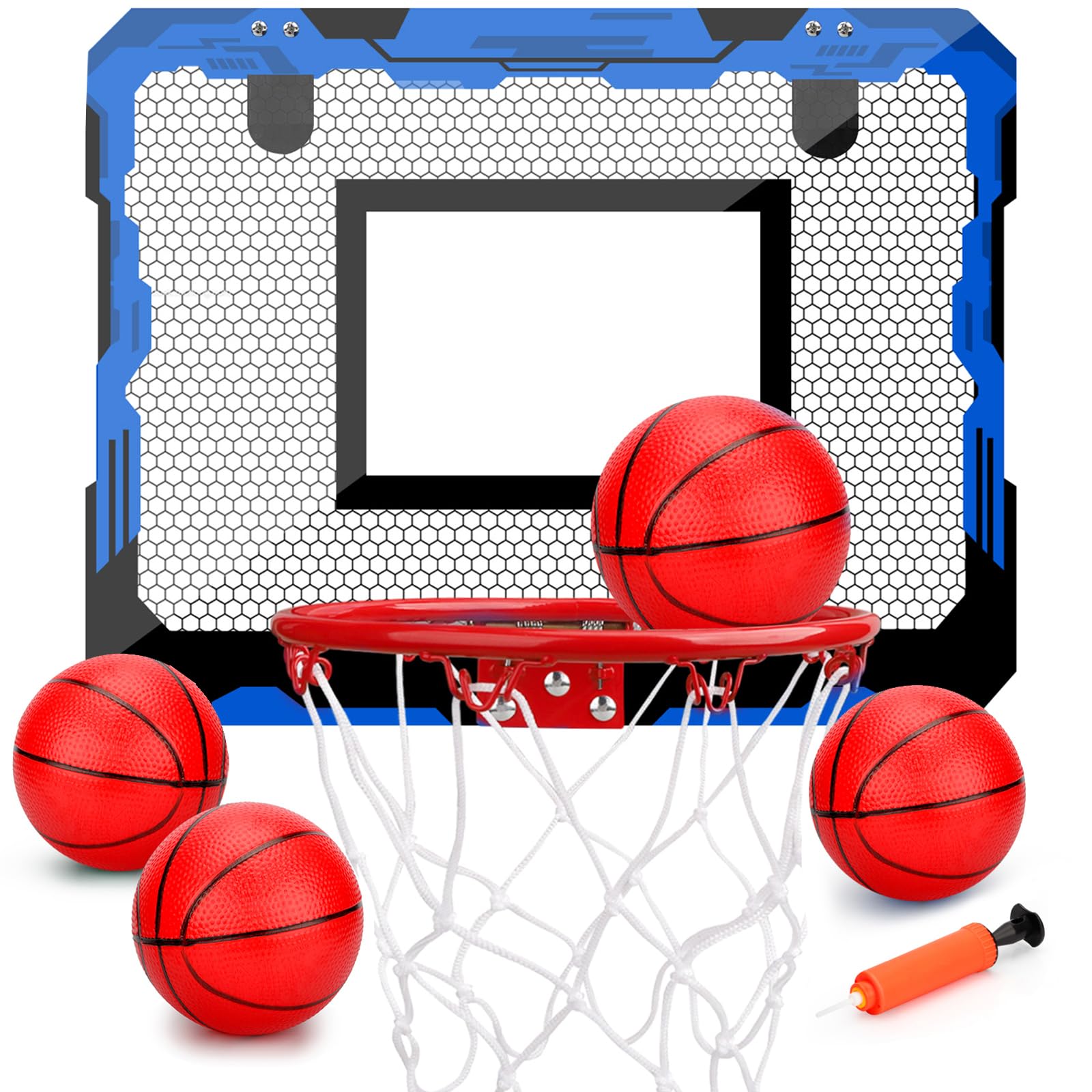 Indoor Mini Basketball Hoop Set Upgrade Wall Mount Basketball Hoop for Wall Yard Outdoor Over Door Room Hoops Game with 4 Balls Shatter Resistant Backboard -Complete Accessories Included New Era Fashion LLc