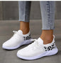 White Shoes Women Leopard Print Lace-up Sneakers Sports SnagBag