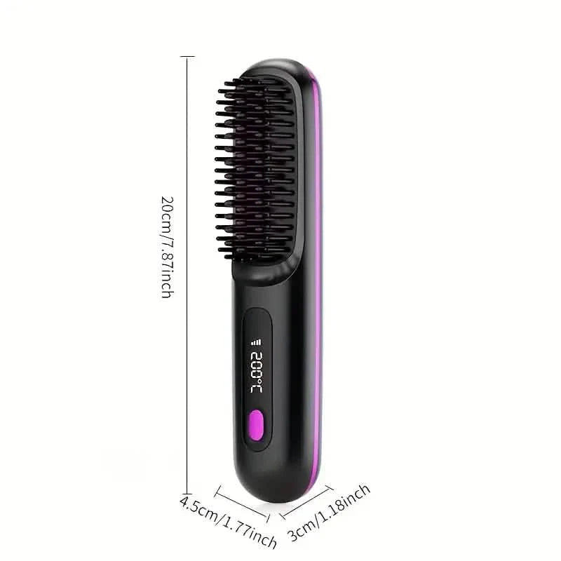 Portable Wireless Hair Straightener Comb – USB Rechargeable, 3-Speed, Negative Ion DailySale