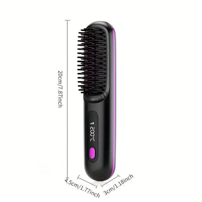 Portable Wireless Hair Straightener Comb – USB Rechargeable, 3-Speed, Negative Ion DailySale